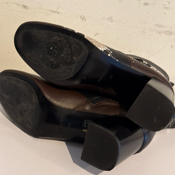 SEE BY CHLOE TYRA PATCHWORK BOOT BLACK/BROWN MULTI SNAKE Sz 40 - Picture 9 of 13